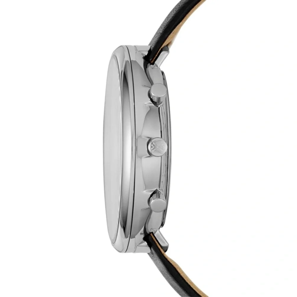 Skagen Women's Gitte Chronograph Black Leather Strap Watch - Picture 4 of 17